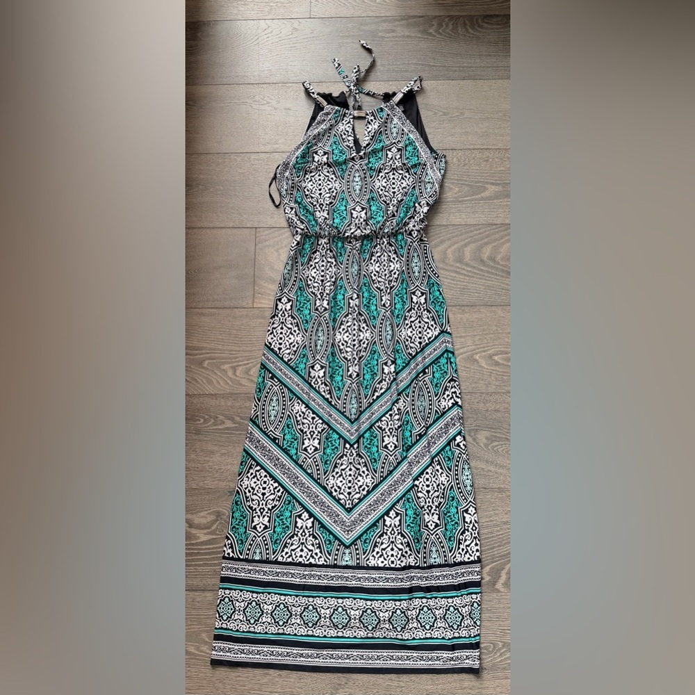 White House Black Market WHBM Sleeveless Geometric Print Maxi Dress Size Medium